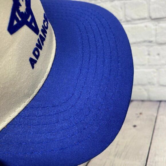 Vintage Hat Cap Snapback Cream White Blue Advance Canada 100% Cotton Item# 2 - Picture 7 of 7